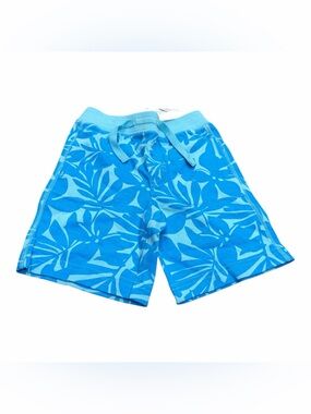 Baby Gap Size 3T Toddler Cotton Shorts, Blue Hawaiian Print, NEW